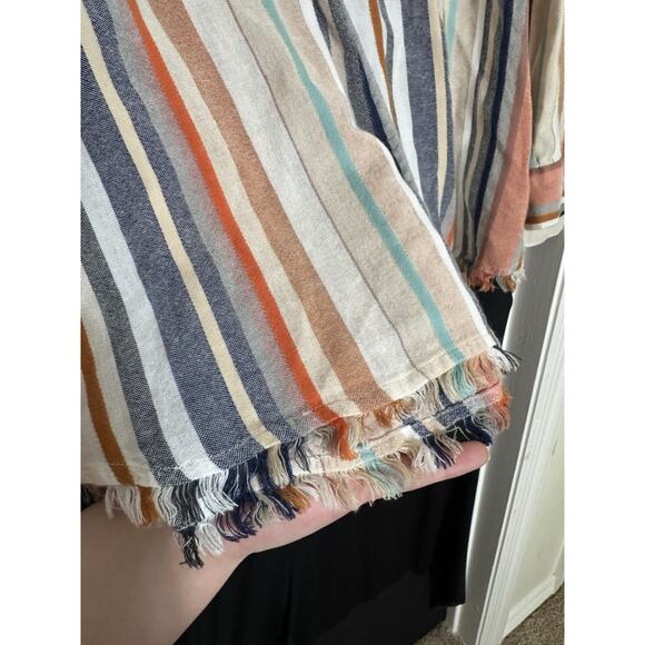 Karen Kane Womens Fringe-Hem Button Up Shirt, Multicolored plus 2x shacket boho - Picture 6 of 6